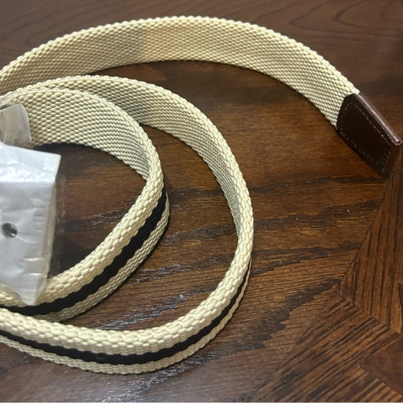 Boston Scott Golf Mens Belt Size 36 Brown Leather and Canvas Silver Tone Buckle - Picture 3 of 5